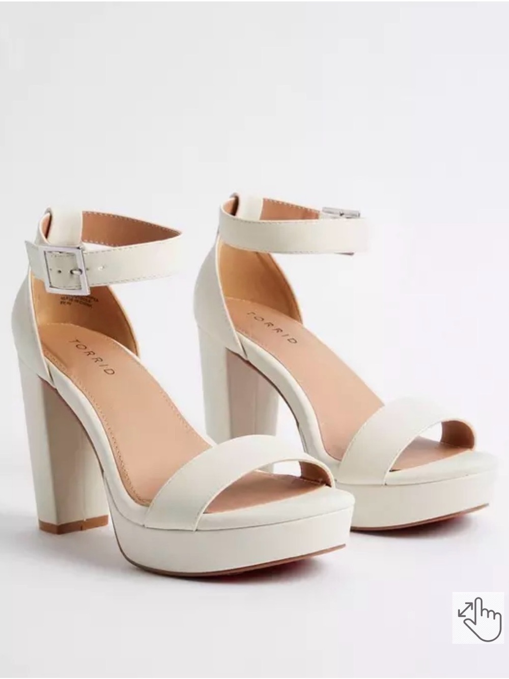 Torrid White Platform Ankle-Strap Block Heel Sandals